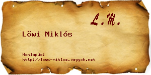 Löwi Miklós névjegykártya